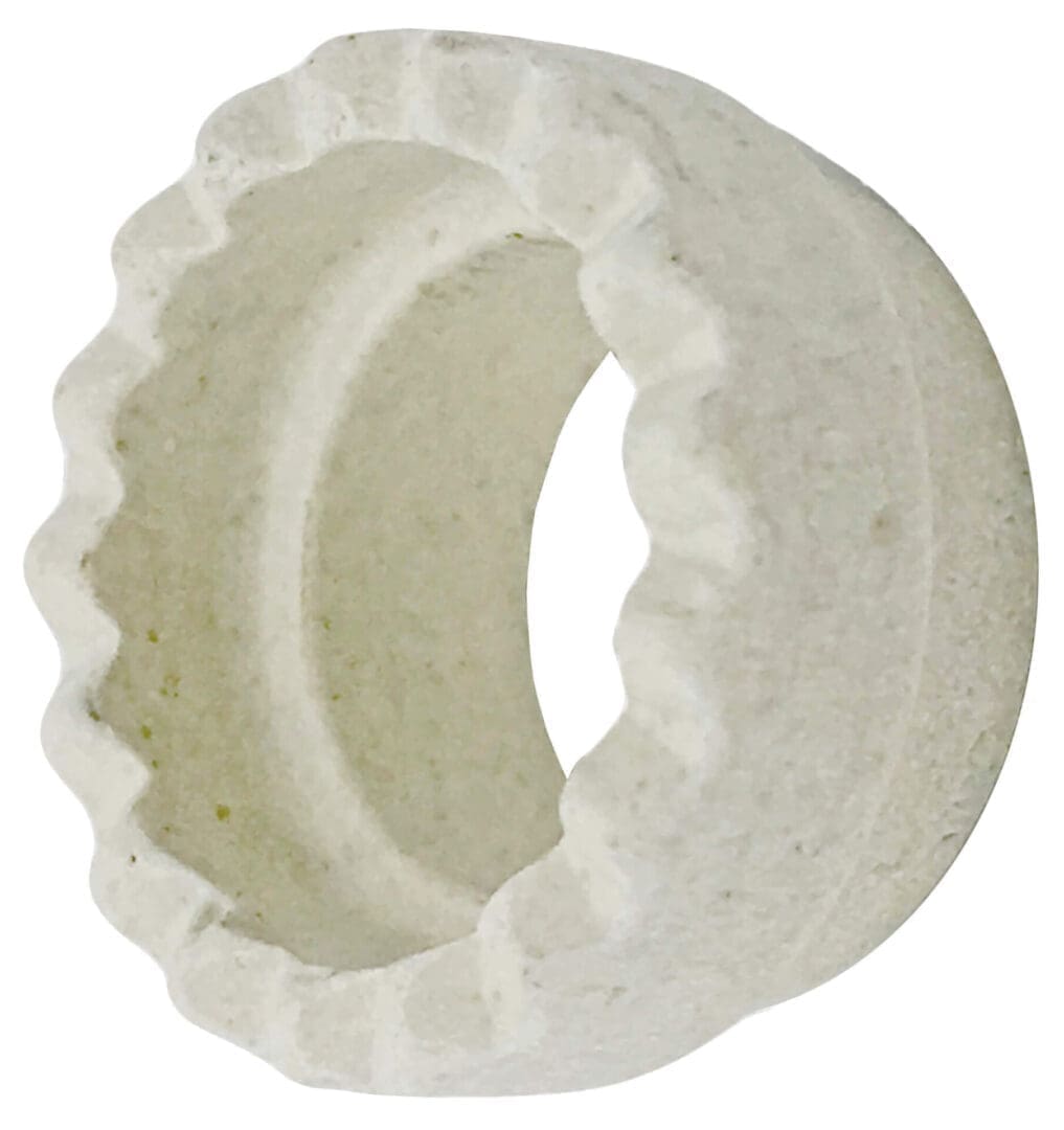 White scalloped ring with hollow center