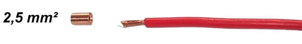 Red 2.5 mm² stranded wire with ferrule