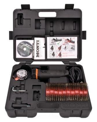Corded rotary wire brush kit in case