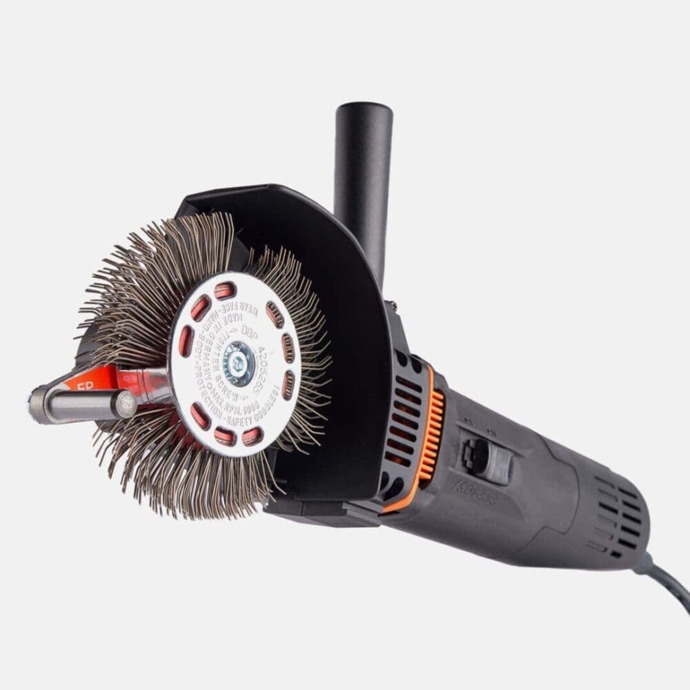 Corded angle grinder with wire wheel brush