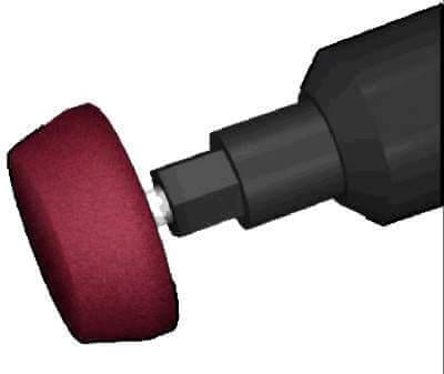Rotary tool with red buffing wheel
