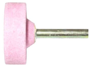 Pink mounted grinding wheel on metal shank