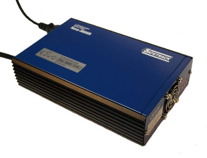 Blue power inverter with cooling fans