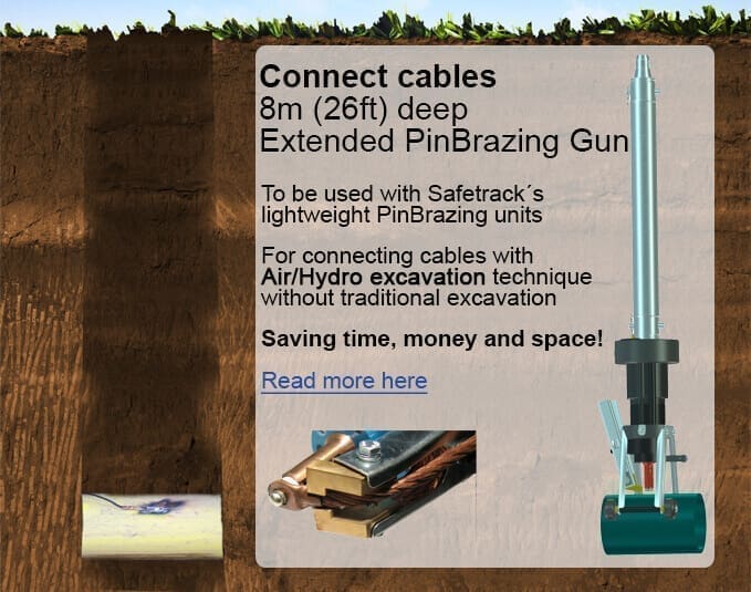 Extended pin brazing gun for underground cables