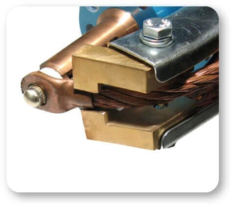 Braided copper motor brush with brass holder