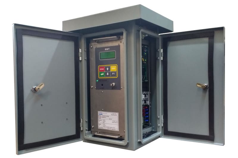 industrial metal control cabinet with digital panel